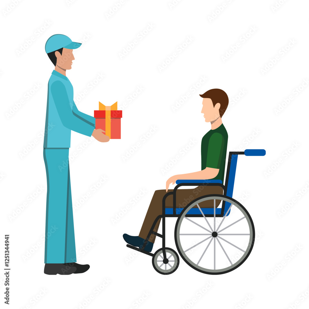 vector illustration of a person sitting in a wheelchair getting a prize vector illustration of a person sitting in a wheelchair getting a prize
