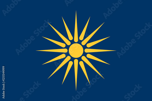 Flag of Macedonia traditional region (Greece, Hellenic Republic) golden Vergina sun on a blue field 