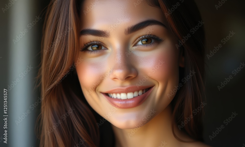 Smiling woman with long hair Smiling woman with long hair