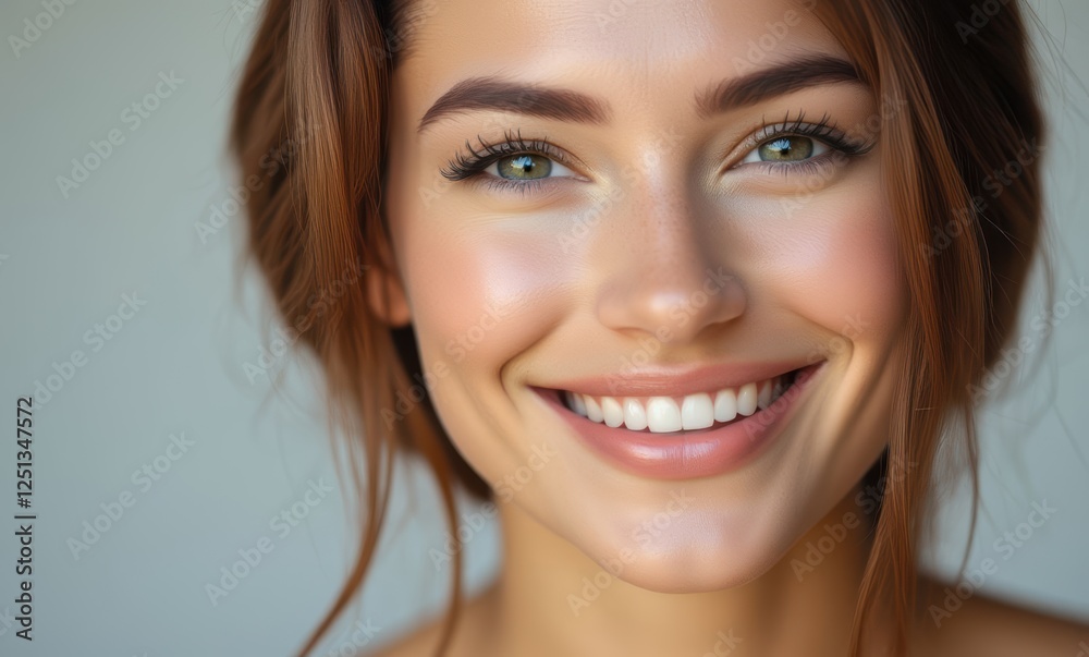 Smiling young woman with green eyes