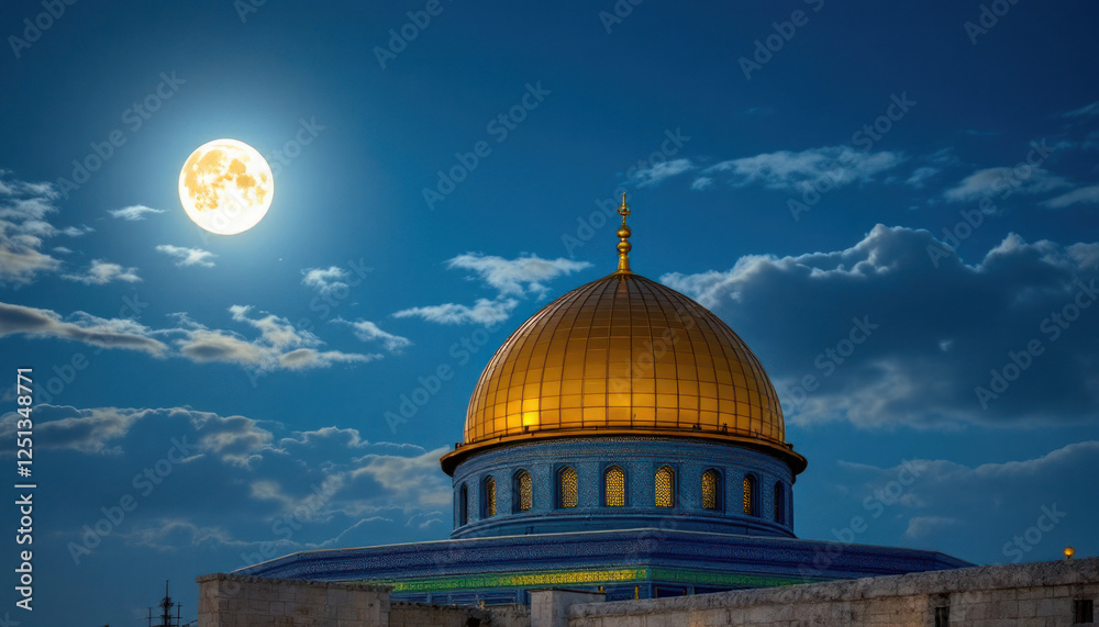 Obraz premium Dome of the Rock under a Full Moon