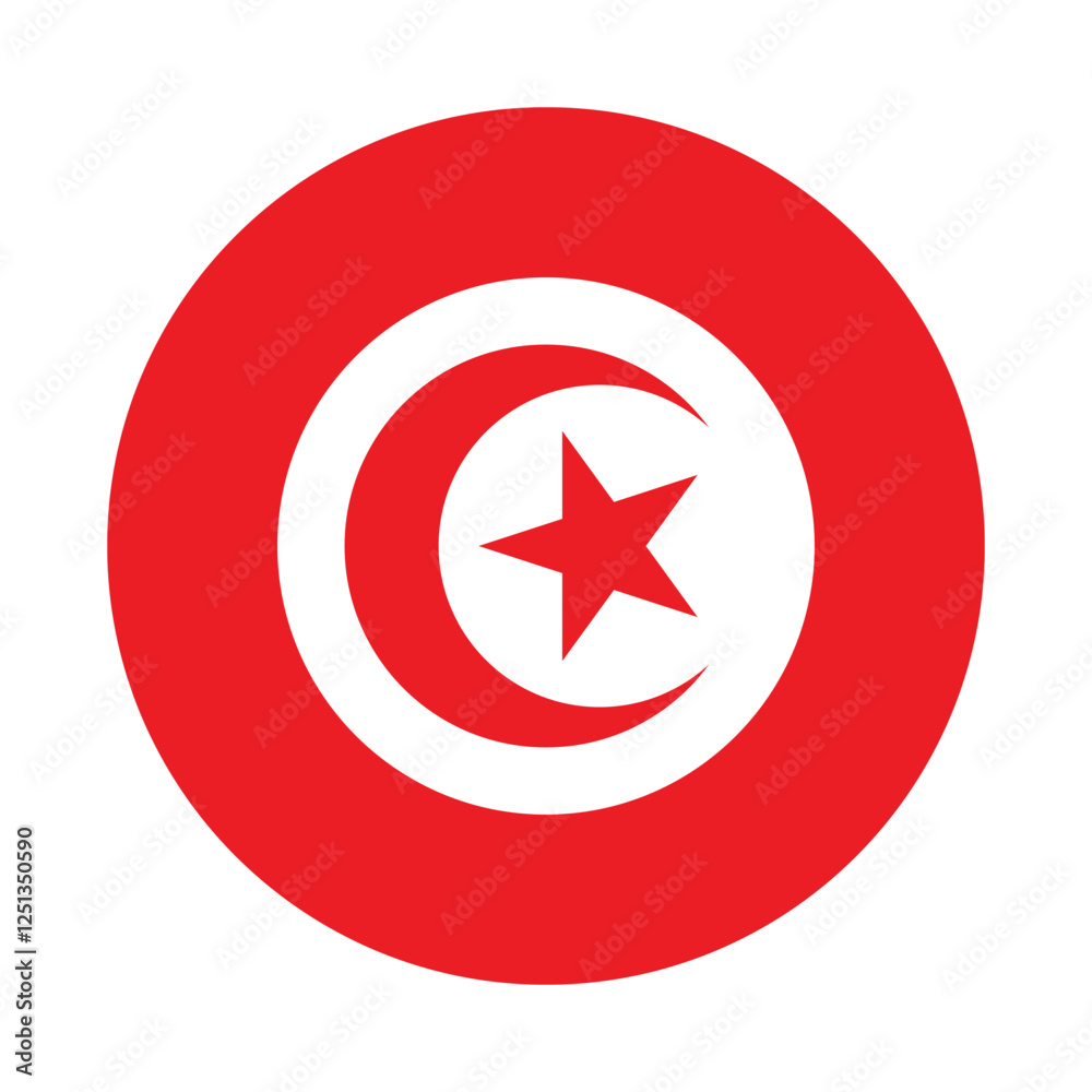 Flag of Tunisia. Tunisia circle flag logo icon computer vector illustration design Flag of Tunisia. Tunisia circle flag logo icon computer vector illustration design