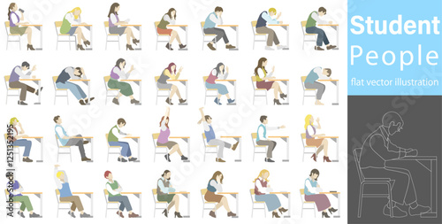 Flat vector illustration of school students