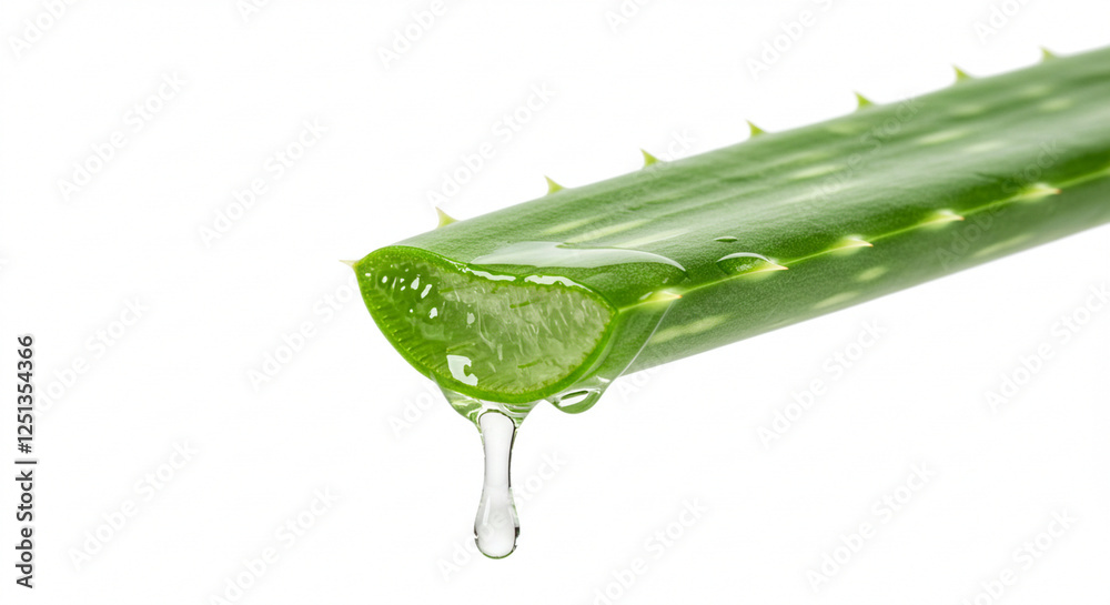 Aloe Vera Leaf Cross-Section with Natural Gel Seeping Out Aloe Vera Leaf Cross-Section with Natural Gel Seeping Out
