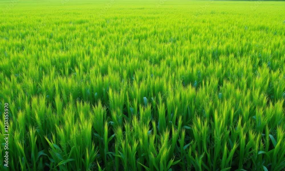 Lush green rice field at sunrise Lush green rice field at sunrise