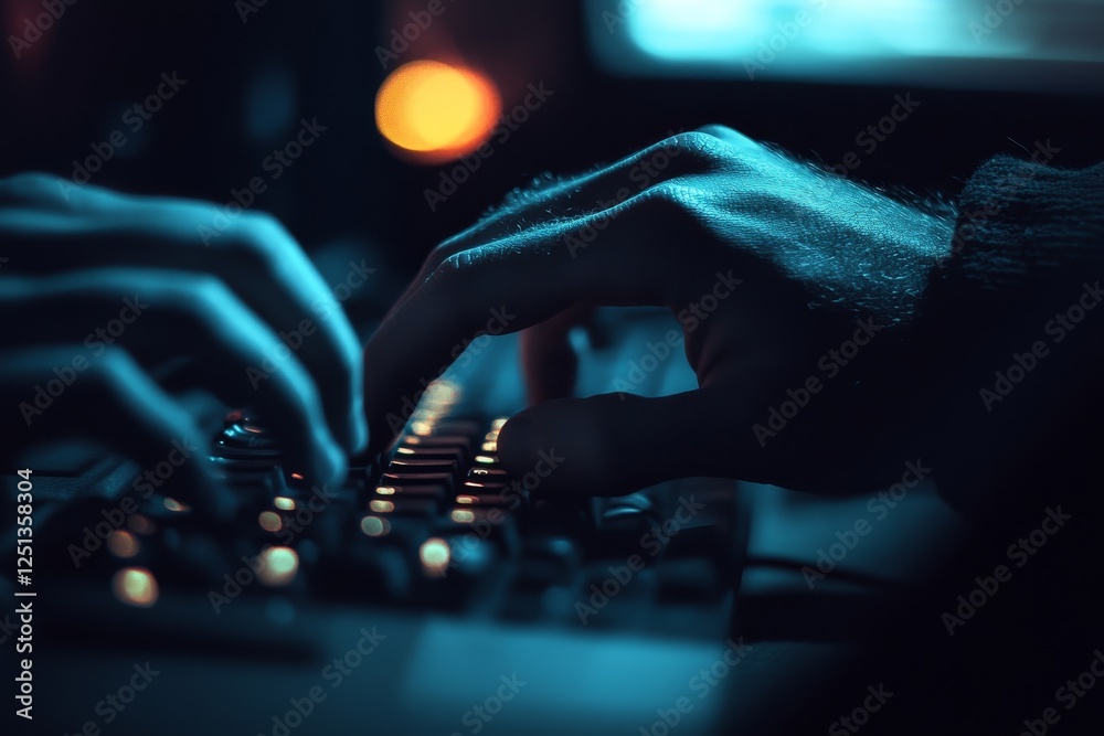 Computer Programmer Writing Program Code On Computer,