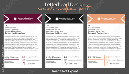 Abstract corporate professional letterhead template design.
