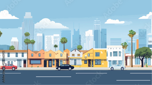 Los Angeles Cityscape in Minimalist Style.eps