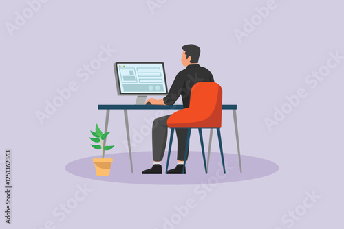 Office activity concept. Colored flat vector illustration isolated. 