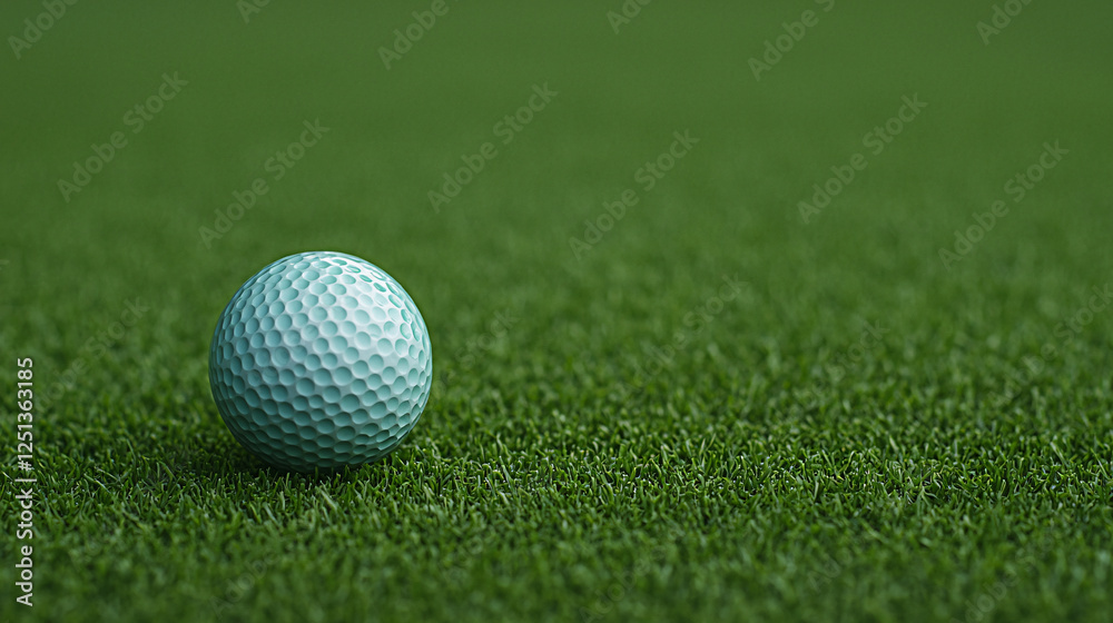Golf ball on lush green grass outdoor sports scene close-up view for enthusiasts Golf ball on lush green grass outdoor sports scene close-up view for enthusiasts