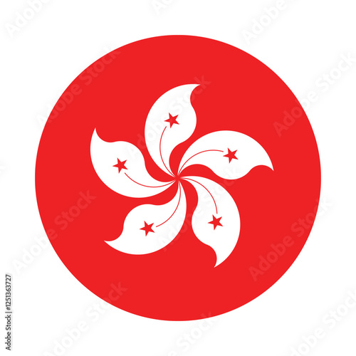 Flag of Hong Kong. Hong Kong circle flag logo icon computer vector illustration design