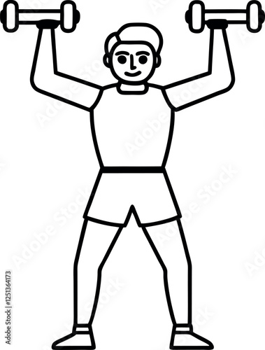 Minimalist Shoulder Press Outline Vector – Perfect for Fitness Branding