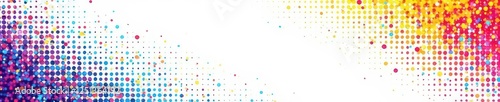 Abstract halftone pattern, white background, vibrant cyan, magenta, yellow ,  backdrop, halftone,  design