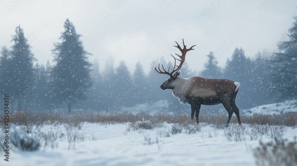 Winter Majesty: Reindeer in Snowy Field (Variant 2) Winter Majesty: Reindeer in Snowy Field (Variant 2)