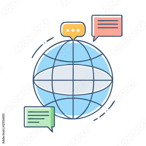 globe with speech bubbles icon, globe with speech bubbles vector illustration-simple illustration of globe with speech bubbles, perfect for globe with speech bubbles logos and icons