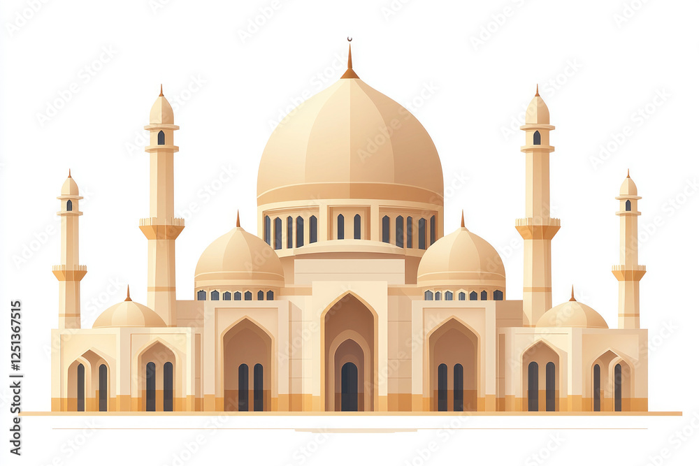 Fototapeta premium Grand mosque in desert setting, majestic Islamic architecture