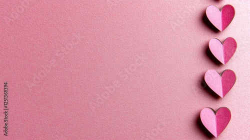 Pink Hearts Arranged On Pink Background photo