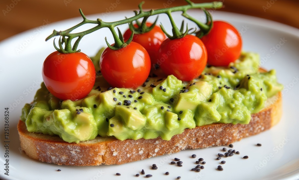 Fresh avocado toast with cherry tomatoes Fresh avocado toast with cherry tomatoes