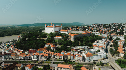 Photography Bratislava old town view castle and city church in city centre