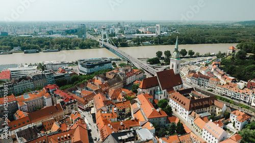 Photography Bratislava old town view castle and city church in city centre