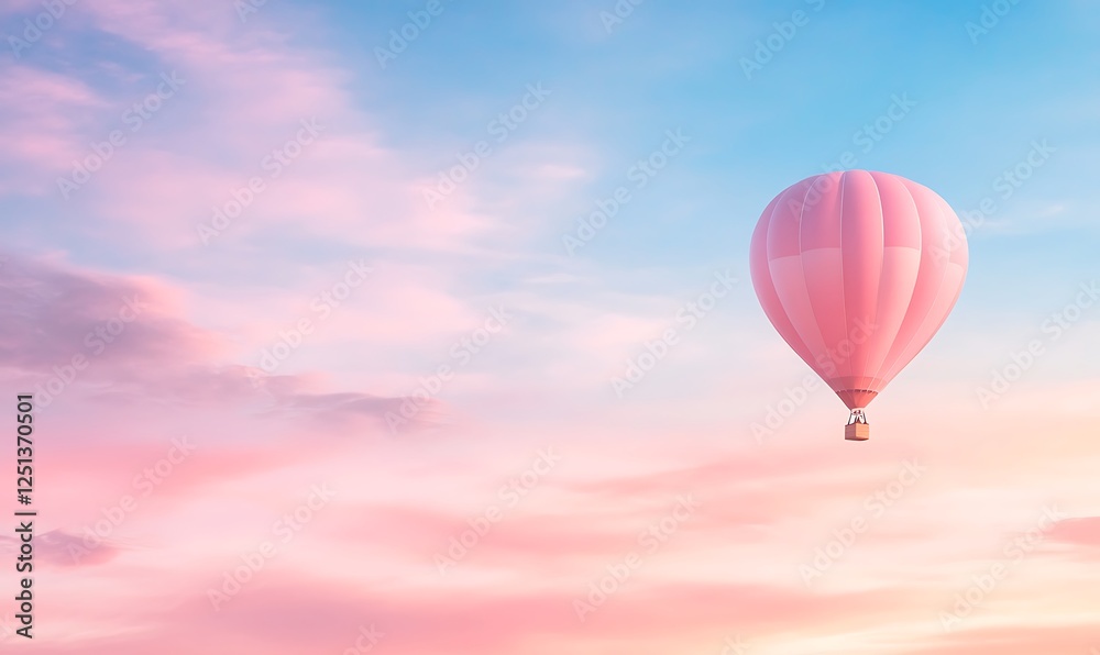 Obraz premium A vibrant image of a hot air balloon floating peacefully in the sky, capturing a serene moment in nature.