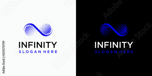Infinity halftone vector logo design with modern, simple, clean and abstract style.