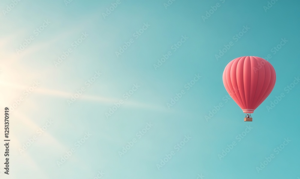 Obraz premium A serene hot air balloon floats peacefully in a clear sky, capturing the essence of tranquility and adventure.
