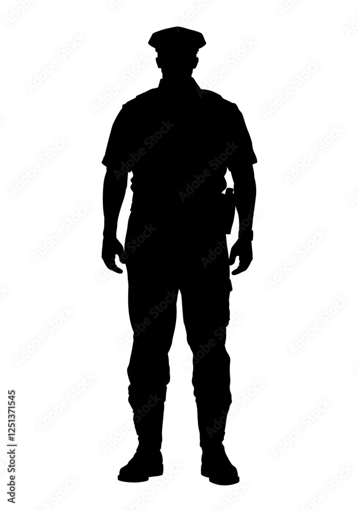 Silhouette of American policeman, police officer - vector illustration Silhouette of American policeman, police officer - vector illustration