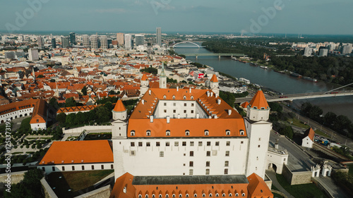 Photography Bratislava old town view castle and city church in city centre