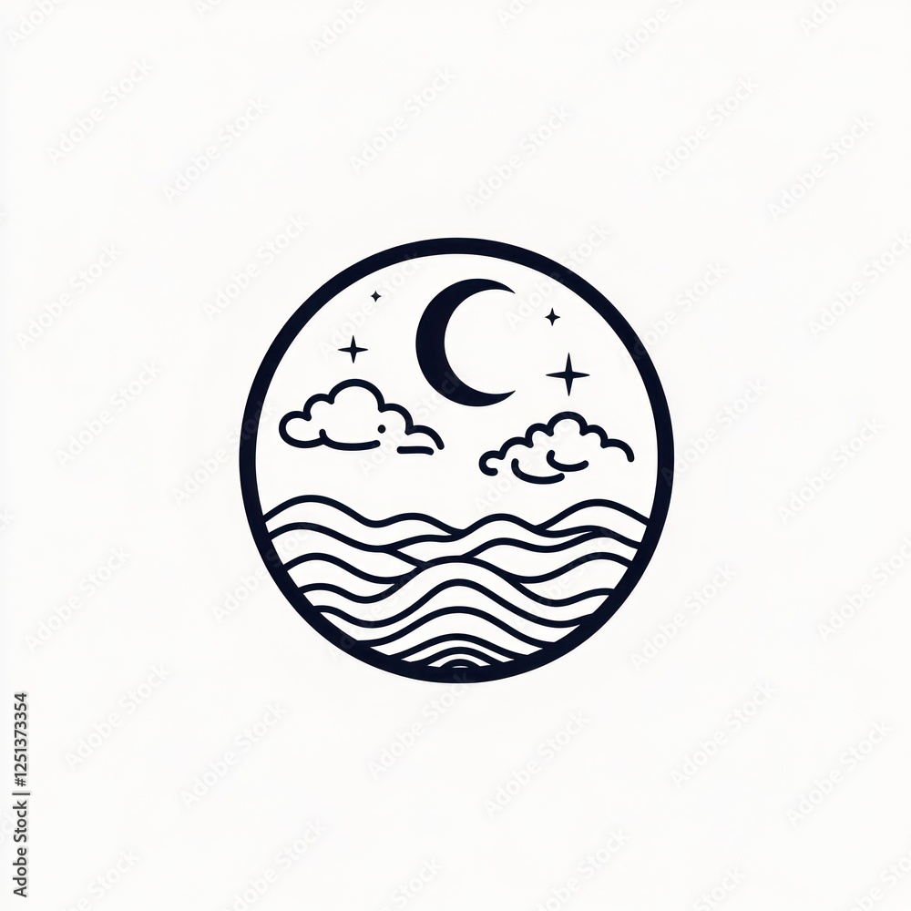 Night Sky Ocean Waves Crescent Moon Clouds Stars Night Sky Ocean Waves Crescent Moon Clouds Stars