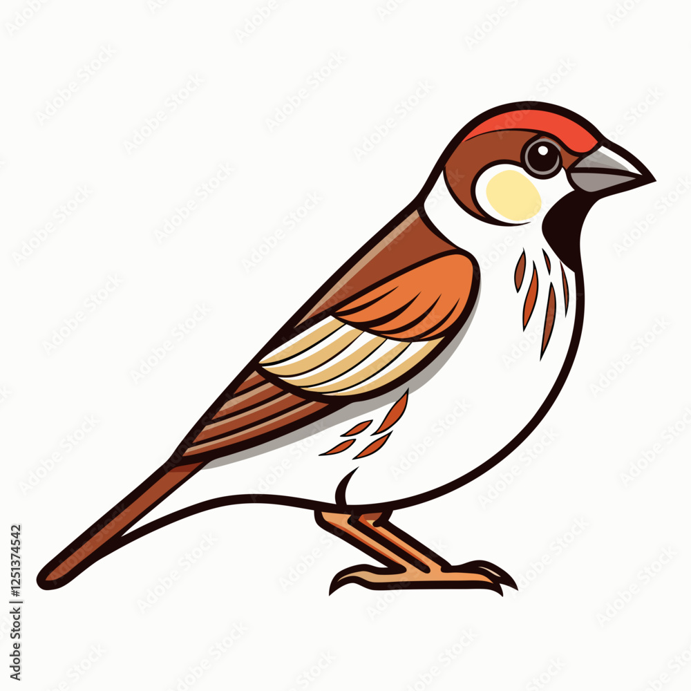 Fototapeta premium Simple a Sparrow line art vector white background