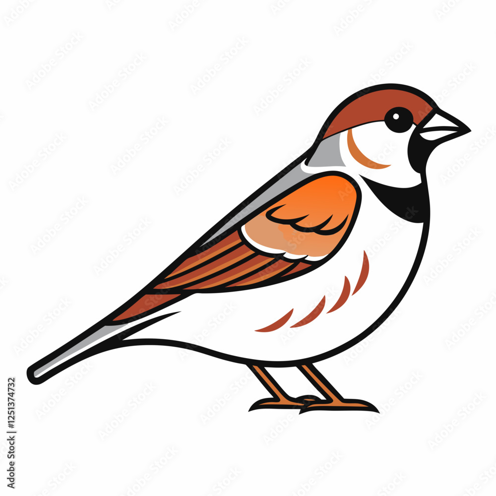 Obraz premium Simple a Sparrow line art vector white background