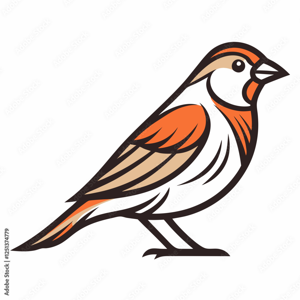 Obraz premium Simple a Sparrow line art vector white background
