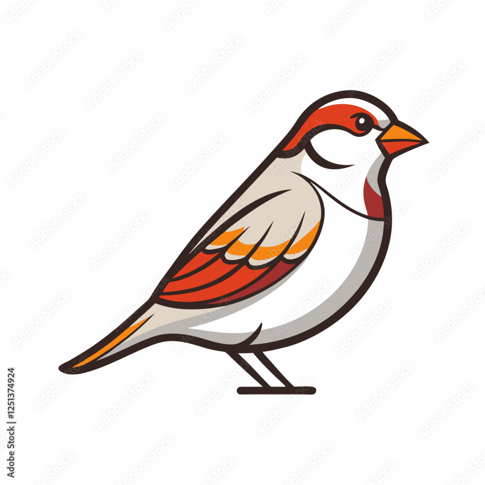 Obraz premium Simple a Sparrow line art vector white background