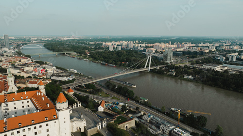 Photography Bratislava old town view castle and city church in city centre