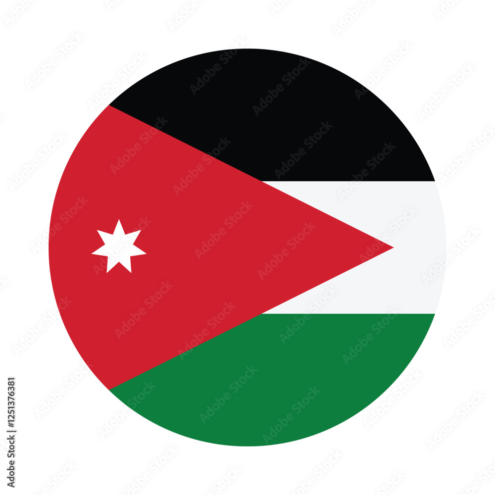 Flag of Jordan. Jordan circle flag logo icon computer vector illustration design Flag of Jordan. Jordan circle flag logo icon computer vector illustration design
