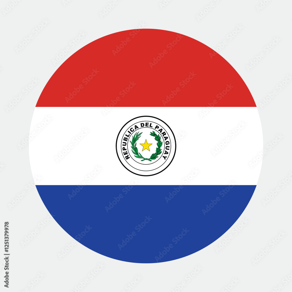 Paraguay flag. Paraguay circle flag logo icon digital vector illustration Paraguay flag. Paraguay circle flag logo icon digital vector illustration