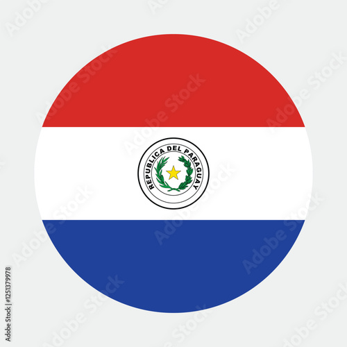 Paraguay flag. Paraguay circle flag logo icon digital vector illustration
