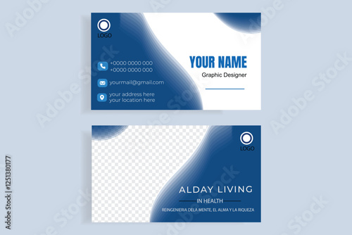 Blue White Elegant Business Card Design Template