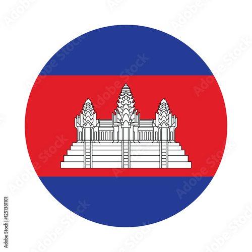 Cambodia flag. Cambodia circle flag logo icon digital vector illustration