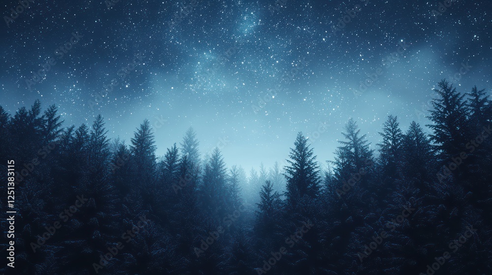 Fototapeta premium Night sky with trees, for backgrounds