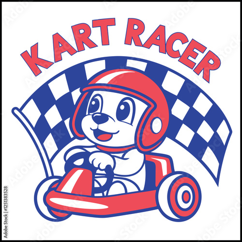 Kart Racer - Cute Cartoon Dog Go-Karting T-Shirt