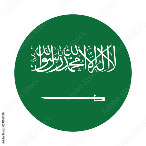 Saudi Arabia flag. Saudi Arabia circle flag logo icon digital vector illustration