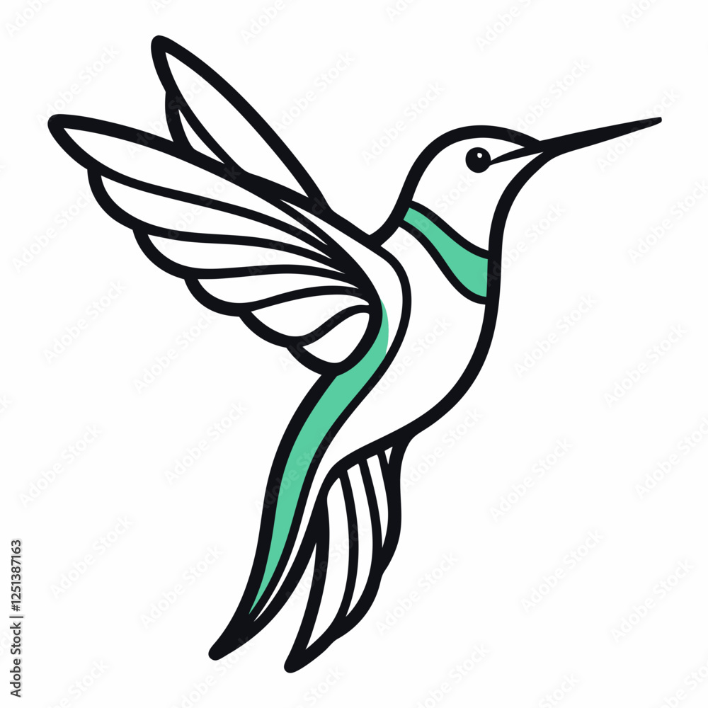 Obraz premium Simple a Kingfisher line art vector white background