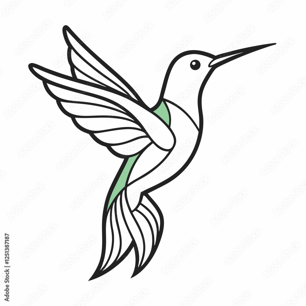 Fototapeta premium Simple a Kingfisher line art vector white background