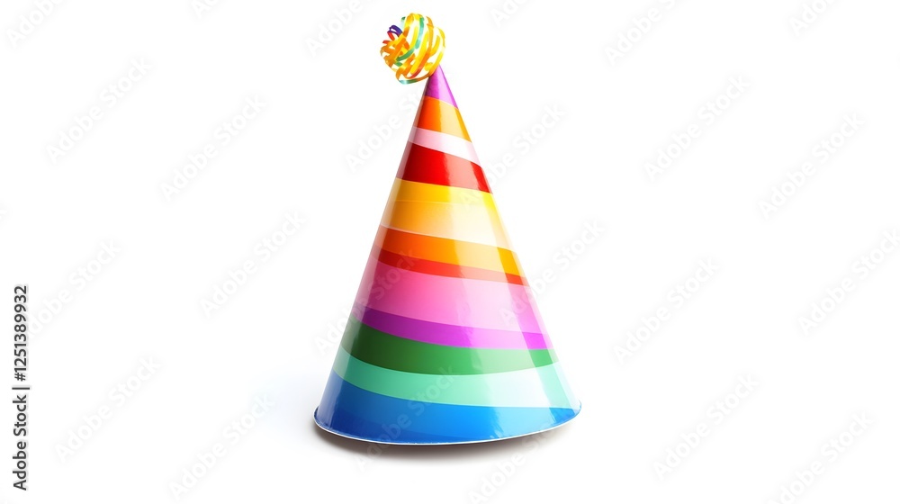 A colorful party hat, isolated on a white background A colorful party hat, isolated on a white background