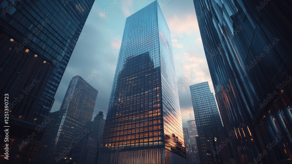 NYC Skyscrapers at Dawn; Urban Architectural View NYC Skyscrapers at Dawn; Urban Architectural View