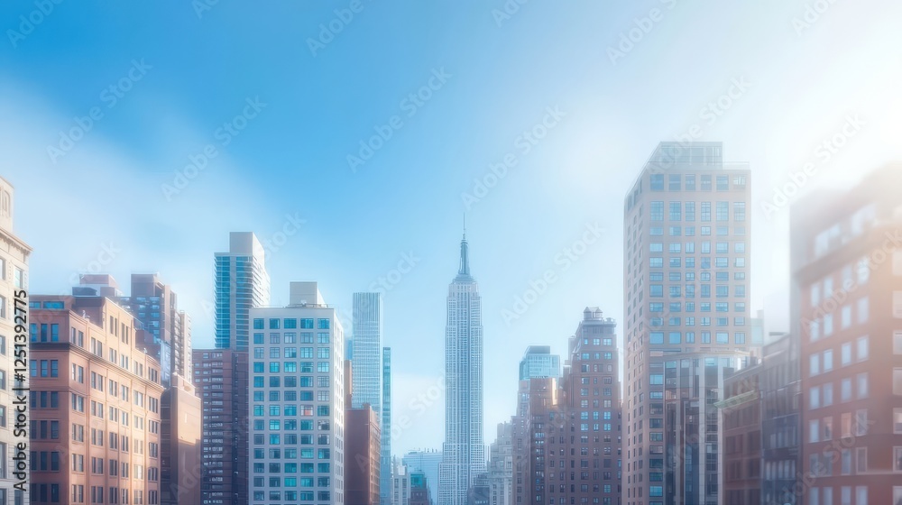 Tall Building Against Blue Sky in Urban Landscape Tall Building Against Blue Sky in Urban Landscape