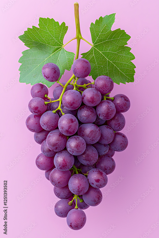 Fototapeta premium A bunch of fresh blue grapes isolated, isolated on white background