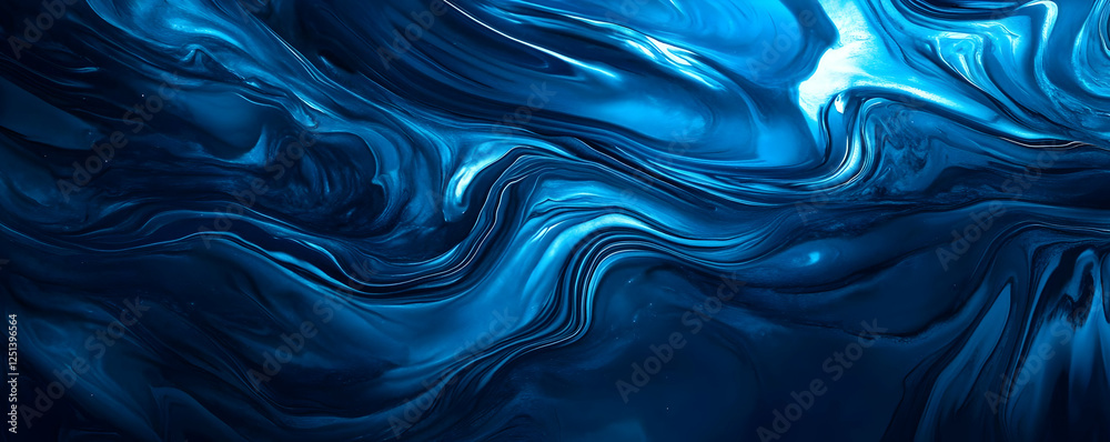 Obraz premium Abstract blue wave patterns with fluid motion and depth, ideal for backgrounds